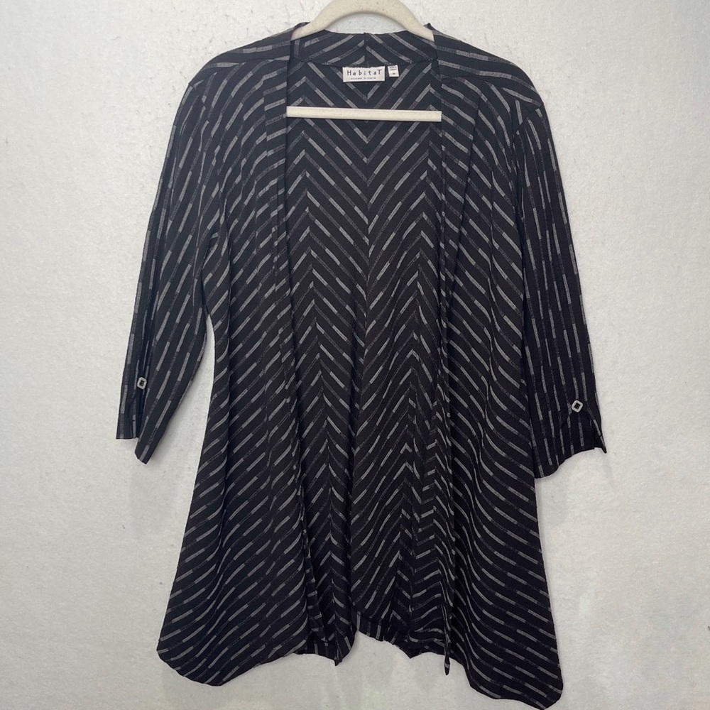 Habitat Crepe Open Shark Bite Long Blazer Cardigan Size Medium Artsy